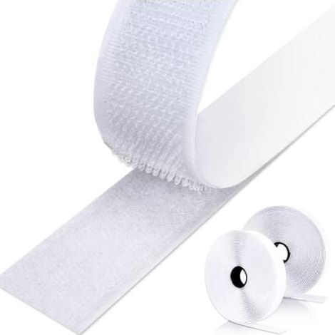 Double-Sided Scratch Tape, 4.8 m x 2 cm, Strong Double-Sided Adhesive Tape for DIY, Sewing, Carpets, Fabrics - White MUMU (1/4)