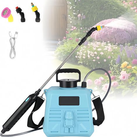 Pulvérisateur de jardin électrique de 5 litres avec 3 buses, tuyau de 10 m et perche télescopique (1/5)