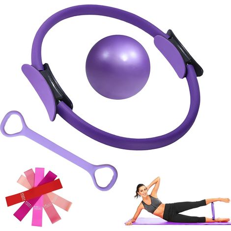 Pilates Ring Set, Home Pilates Ring Set, with Pilates Ring, Mini Pilates Ball, Figure 8 Extractor and Resistance Bands, for Pilates Exercises, Yoga (1/5)
