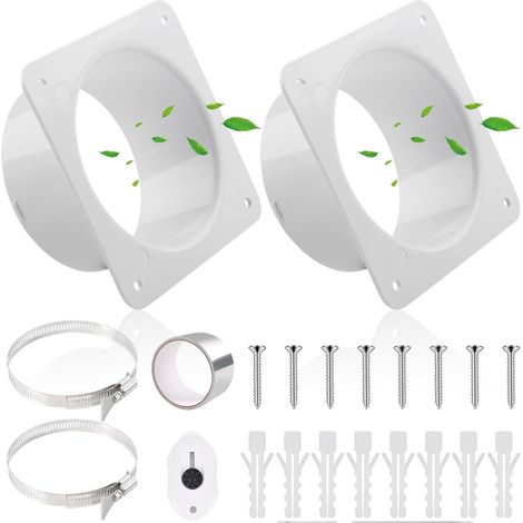 Bride de raccordement de canal Ø10cm/4 pouces Bride de tuyau droite en plastique ABS avec colliers de serrage ruban d'alu pour système de ventilation de chauffage et de refroidissement (1/5)