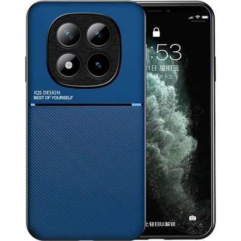 Coque pour Xiaomi Redmi Note 15 Pro+ Plus/Poco M8 Pro 5G, Grâce Exquis Mode Texture Doux Étui, Premium Très Mince Antichoc Antidérapante TPU + PU Bumper Silicone Housse. Bleu (1/5)