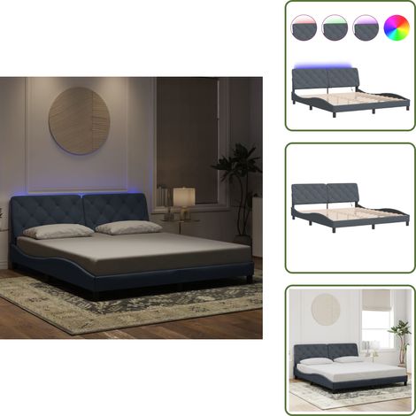 Bettgestell mit LED-Leuchten Dunkelgrau 180x200 cm Samt - Samtbettwäsche - Bettsofa - Doppelbett - Boxspringbett - Hochbett (1/5)