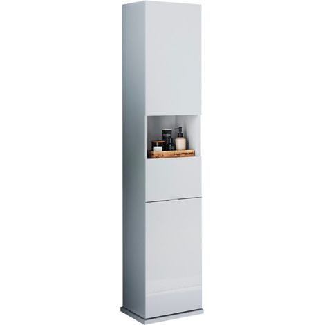 Mobile colonna bagno girevole bianco con anta specchio cassetto Tilda (1/5)