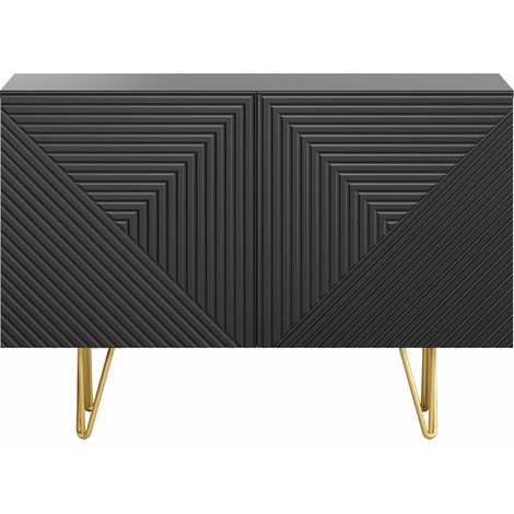 Design-Sideboard schwarz und goldfarbenes Metall 2-türig L107 cm OZEN