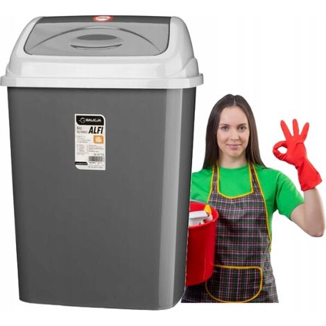 Poubelle basculante, plastique, grise, 16 l