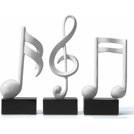 pair 3pcs Décor Figurine Note de Musique Sculpture Statue Modern Music Art pour Noël Piano Anniversaire Cadeau Résine Blanc (1/5)