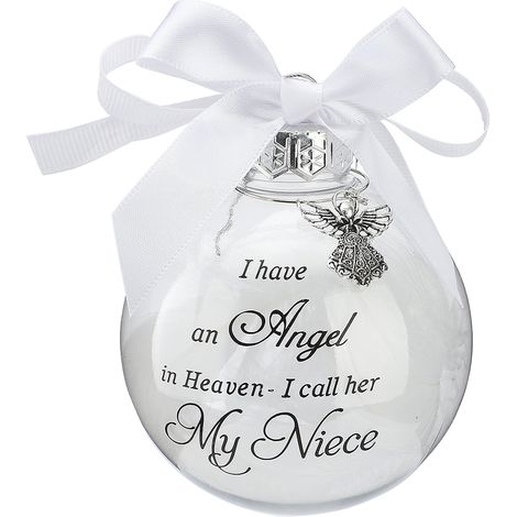Ornement commémoratif pour membre de la famille, boule de plumes en plastique incassable, cadeau de sympathie pour nièce, 8x8cm (1/5)