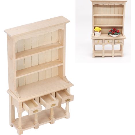 Miniatur-Bücherregal zum Selberbauen für Puppenhäuser im Maßstab 1:12 – 3-stöckiges Regal mit 3 Fächern aus Birkenholz, Maße 10,7 x 17,9 x 4 cm, neutrale Farbe anpassbar, Geschenkidee für Kinder (1/5)