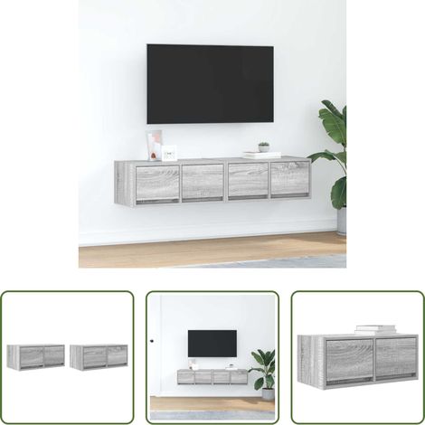 TV-Schrank Holz - TV-Schränke 2 Stk. Grau Sonoma 60x31x25,5 cm Holzwerkstoff (1/5)
