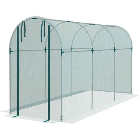 360 x 120cm Galvanised Steel Fruit Cage, Plant Protection Tent  Zipped Door, Green (1/5)
