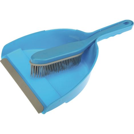 Spazzola con paletta, setole in gomma, pulizia intelligente, blu, per capelli e pelo