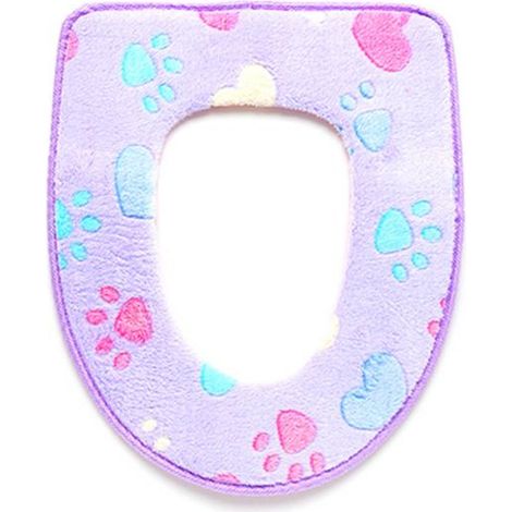 Coussin De Siège De Toilette En Polaire Corail - Imperméable Et Lavable - Pour Salle De Bain Domestique - 1 Pièce Violet
