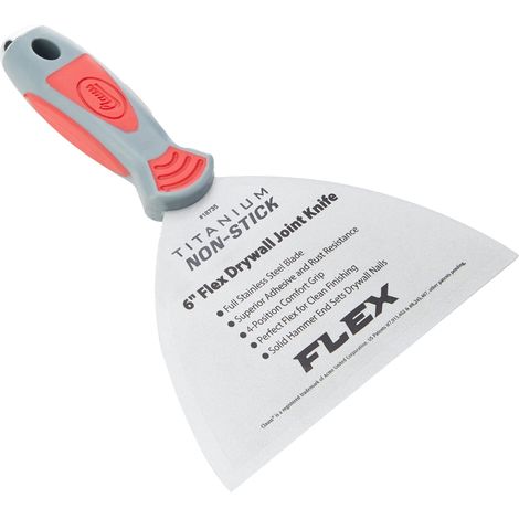 CLAUSS SPATOLA CON SNODO PER CARTONGESSO TITANIUM NON-STICK FLESSIBILE, 15,2 CM, 18735, GRIGIO/GIALLO, 6-POLLICI (1/3)