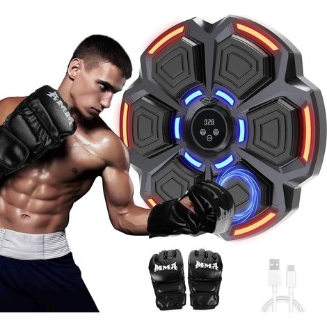 Music Boxing Machine Adulte - 9 Modes de 9 Vitesse Boxe Mural Musique avec Gants de Boxe - Comptage Intelligent et Bluetooth Musicboxing pour Entraînement à la Maison (1/5)
