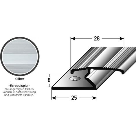 Doppelklemmprofil "Athlone" für Laminat, 8 mm Einfasshöhe, Aluminium eloxiert, gebohrt-silber-1000