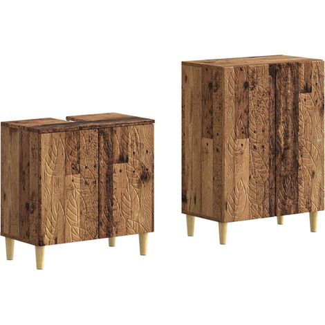Ensemble Meuble Salle de Bain Rangement Gain de Place Bois d'Ingénierie Bois Ancien Lot de 2, 32.08kg (1/5)