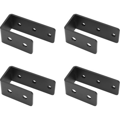 Lot de 4 supports de barrière de porte robustes en acier, barre de sécurité ouverte, support en U pour grange, abri de jardin ou garage.