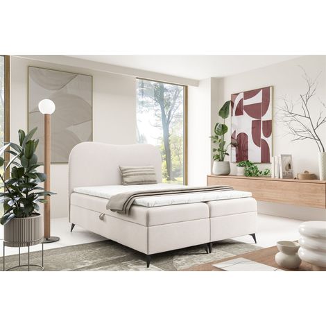 Boxspringbett Schlafzimmerbett BLAIR PREMIUM 120x200cm Stoff Now or Never Weiß