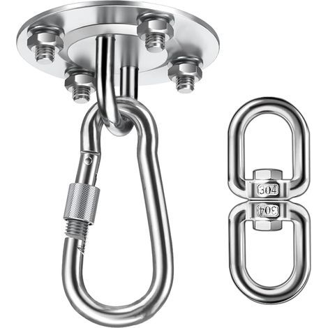 Heavy Duty Ceiling Hook, 400kg Load Capacity, 360° Rotation, Stainless Steel Hammock Hanging Kit (1/5)