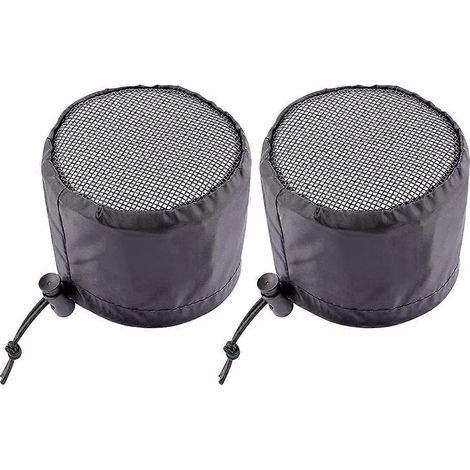 Lot de 2 couvercles de ventilation pour tentes de culture, en tissu Oxford, avec bande élastique.-13.50X10.00X10.00CM-Black (1/2)