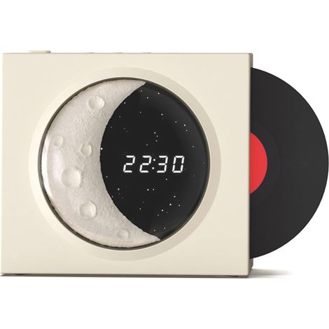 Horloge lunaire ciel étoilé, Bluetooth, haut-parleur carte TF, haut-parleur disque vinyle nostalgique, adapté à un usage domestique, voyage, Blanc (1/5)