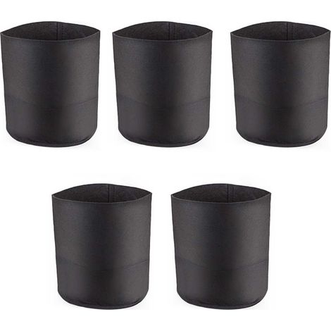Lot de 5 sacs de culture de 3,8 litres (1 gallon) en tissu non tissé résistant et respirant, parfaits pour la plantation de légumes et de fleurs au jardin. (1/5)