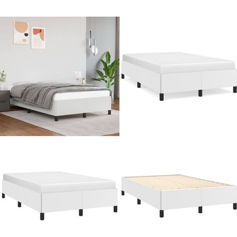Bettgestell Weiß 120x200 cm Kunstleder - Bettesrahmen - Doppelbett - Weißes Bett - Kunstlederbett - Modernes Bett - Home & Living (1/5)