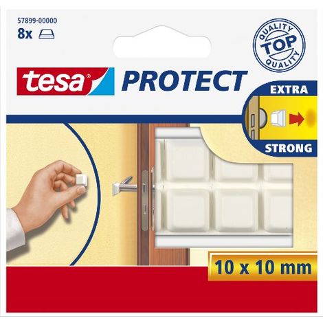 tesa Protect - Cuscinetti protettivi quadrati, 10 mm, 8 pezzi, colore: Bianco (1/2)