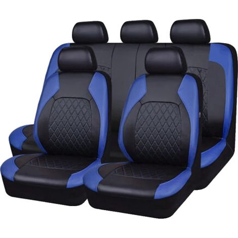 Housses de siège auto, cuir PU imperméable, ajustement universel, noir bleu (1/2)