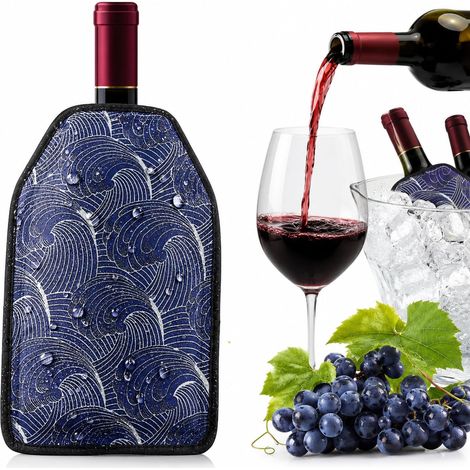 Manchon Refroidisseur pour Bouteille de Vin, Rafraîchisseur de Vin avec Gel, Manchon à Gel Réutilisable - Bouteille de Vin, Champagne, Bière – Apéro, Pique-nique, Voyage & Fête (Noir,Lot de 3) (1/5)
