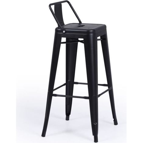 Lot de 4 tabourets hauts coloris noir , Largeur 30 cm x Profondeur 33 cm x hauteur 93 cm - JUANIO