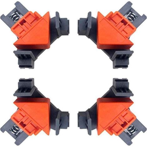 Lot de 4 Pinces à Angle Droit pour Travail du Bois, Menuiserie 90 Degrés Clip de Serrage à Angle Droit Fixation Rapide du Cadre de Photo Colliers de Coin