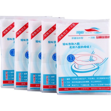 50 protections de siège WC jetables, lot de 50, pratique pour voyage, coussins toilette imperméables 100%, à usage unique, hygiène portable