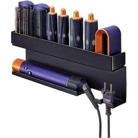 Support Seche Cheveux et Lisseur, Porte Seche Cheveux Mural pour Rangement Accessoires Styler Curling Appareils, Support Seche Cheveux sans percage, Porte Lisseur, Noir (1/5)