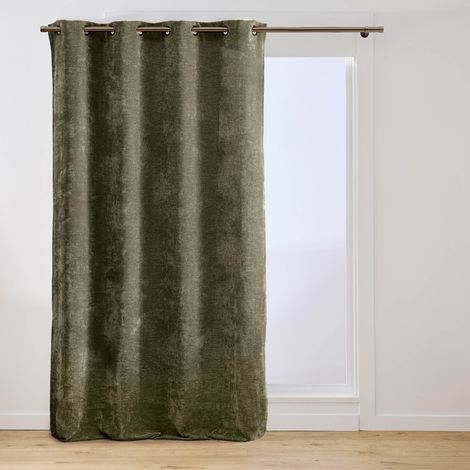 Rideau en Velours Chenille "Cosi" 140x260cm Kaki (1/5)