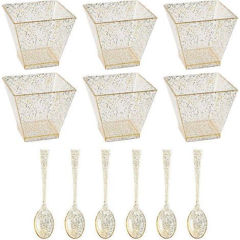 1 lot de gobelets en plastique pour desserts, crèmes glacées, puddings et yaourts.-5.00X5.00X4.50CM-Golden (1/4)