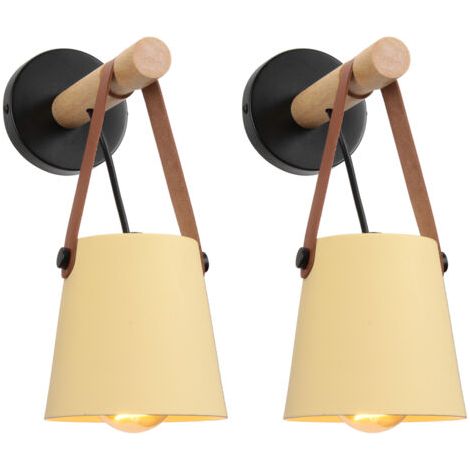 royaluxe- 2PCS Applique Murale Moderne Lampe Murale Nordique En Bois (Jaune), Applique Murale D'Intérieur, Pour Chambres, Salles À Manger, Escaliers (1/5)