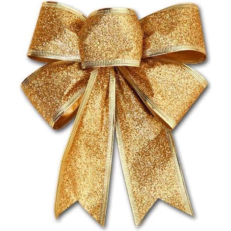 Nœuds de Noëlor pour décoration d'extérieur, grand nœud à paillettes pour sapin de Noël avec bordure dorée pailletée pour décoration de porte d'entrée de Noël, rouge, 18 x 23 cm (1/5)