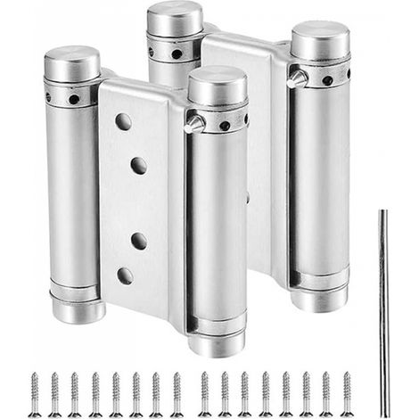 Charnières de porte - Charnière à double ressort pivotante intérieures 2 pièces 3 pouces Argent (1/5)