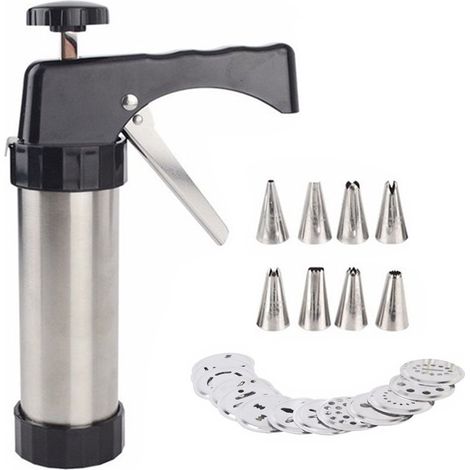 Kit de Pistolet à Biscuits en Acier Inoxydable avec 13 Disques et 7 Douilles à Glaçage (1/5)