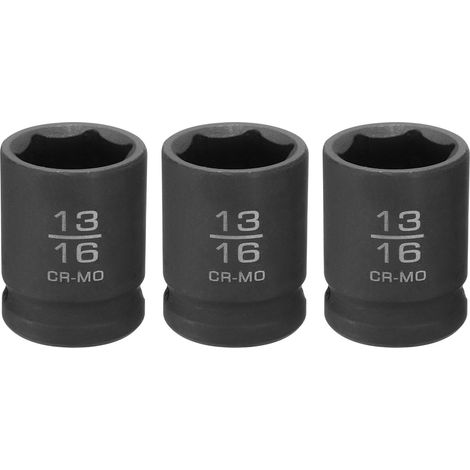 3Pcs Douille À Choc 13/16" Douille 1/2" Entraînement Carré 38mm L (1/5)