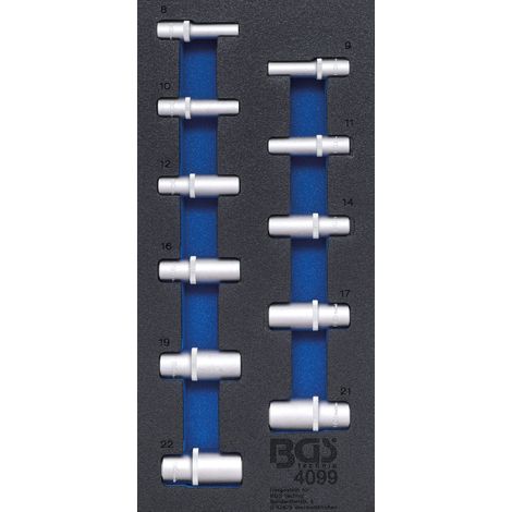 BGS Carro de taller Inserción 1/3: Vasos hexagonales de 10 mm (3/8") en pulgadas profundos 11 piezas. - 4099