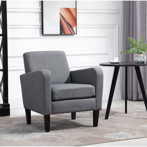Sessel mit Polsterung und Holzfüßen Hellgrau 66x72x74 cm OKMYHOME (1/5)