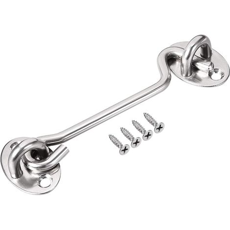 1 pièce. 4" Kabine Ösenverschluss Tor Tür Drehhaken Edelstahl mit Montageschrauben (1/4)
