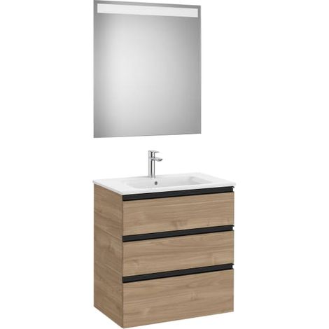 PACK MUEBLE THE GAP 700X460 3 CAJONES + ESPEJO EIDOS NOGAL