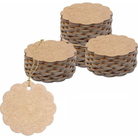 200 étiquettes cadeaux en kraft brun en forme d'éventail (6cm de diamètre) pour l'emballage artisanal (1/3)