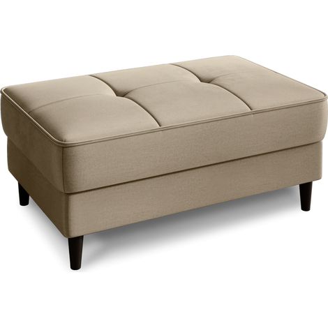 Pouf avec rangement en velours BOZA-Beige foncé (1/5)