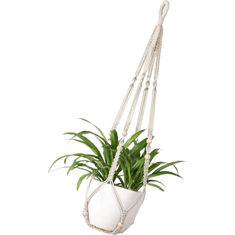 PANGBOER Suspension murale en corde de coton pour plusieurs pots fleurs d'intérieur (1/4)