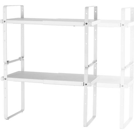 Organizador de estantes para armarios, altura ajustable, ancho extensible, blanco. (1/2)