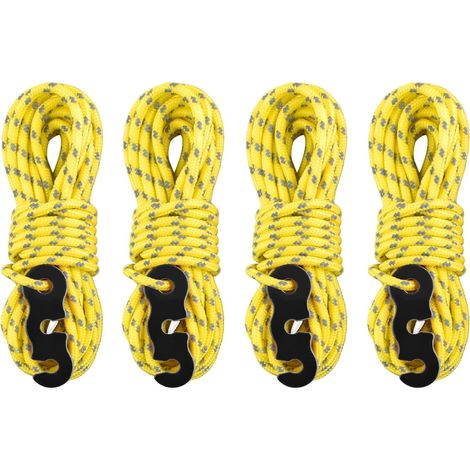 4 Pièces Corde Nylon, Réfléchissante 3mm, Tendeur Aluminium, Pour Camping Tente Randonnée (1/5)
